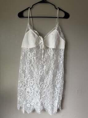 Lulus White Lace Chemise Lingerie Slip Dress t3